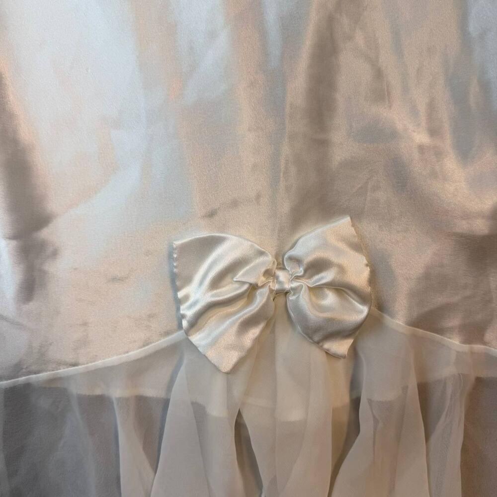 Vintage Victoria’s Secret White Slip Dress Bow Ruffle Sheer Medium - Picture 2 of 16